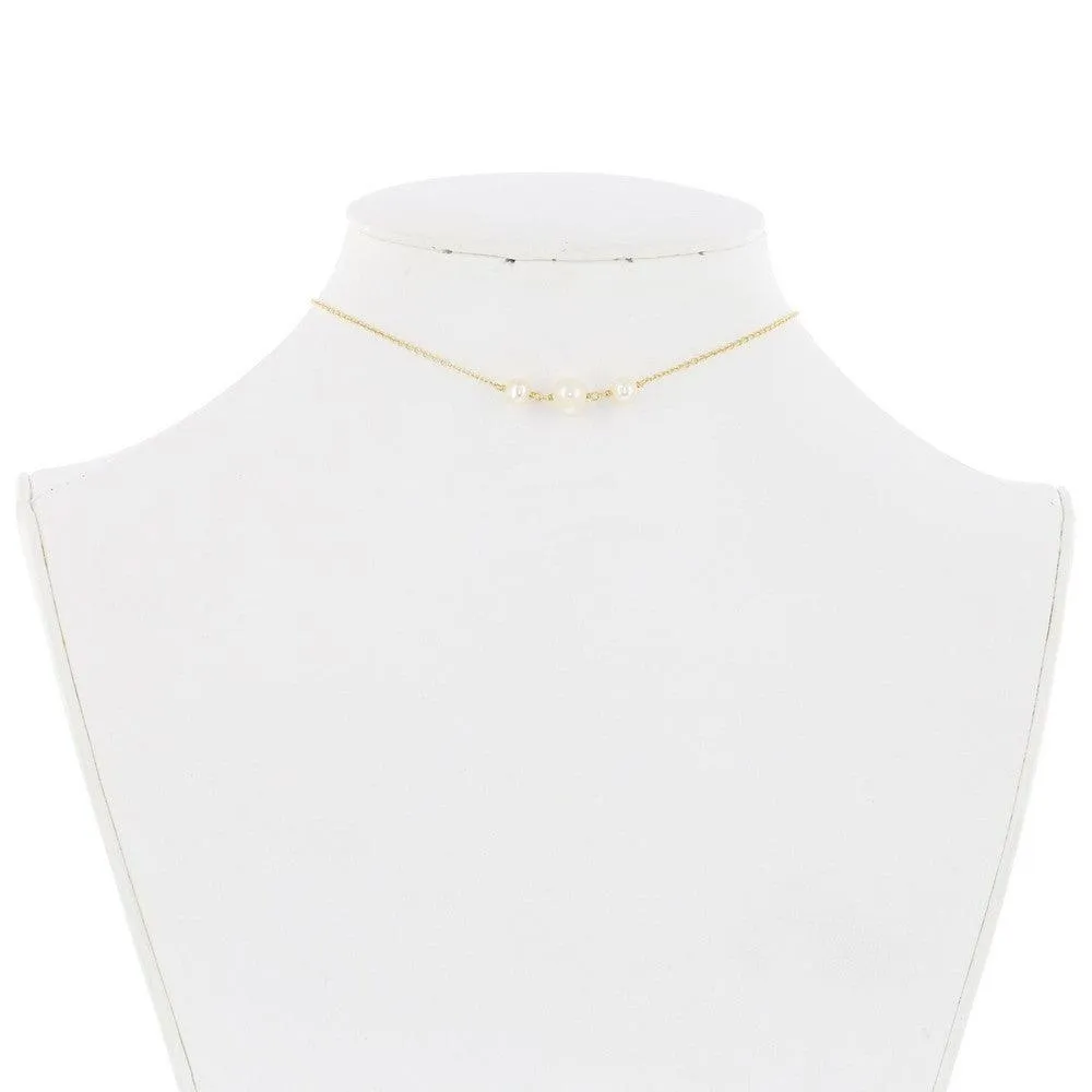 Classic Jewelry Sterling Silver Three Station FWP Choker Necklace