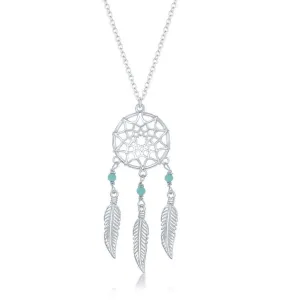 Classic Jewelry Sterling Silver Turquoise Dream Catcher Necklace