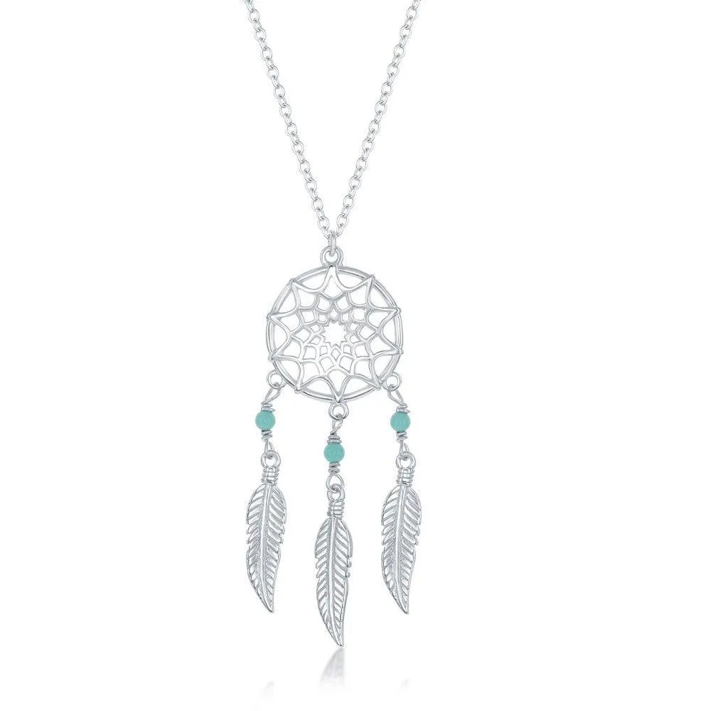 Classic Jewelry Sterling Silver Turquoise Dream Catcher Necklace
