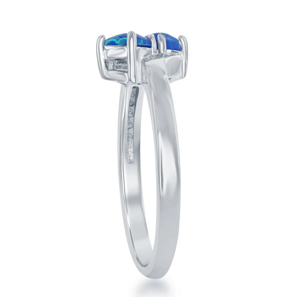 Classic Jewelry Sterling Silver Us2gether Two-Stone Blue Opal CZ Ring - W-1691