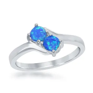 Classic Jewelry Sterling Silver Us2gether Two-Stone Blue Opal CZ Ring - W-1691