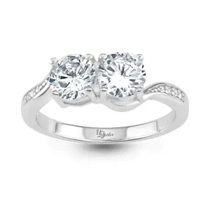 Classic Jewelry Sterling Silver Us2gether Two-Stone CZ Band Ring - W-1659
