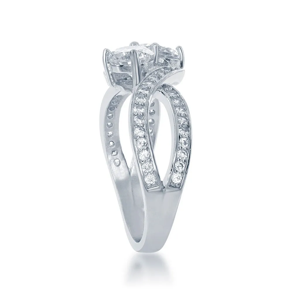 Classic Jewelry Sterling Silver Us2gether Two-Stone CZ Open Sides Ring - W-1674