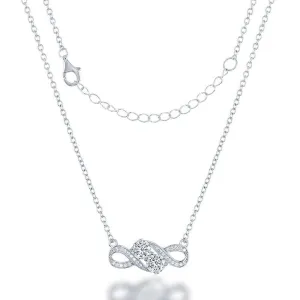 Classic Jewelry Sterling Silver Us2gether Two-Stone Overlapping CZ Necklace
