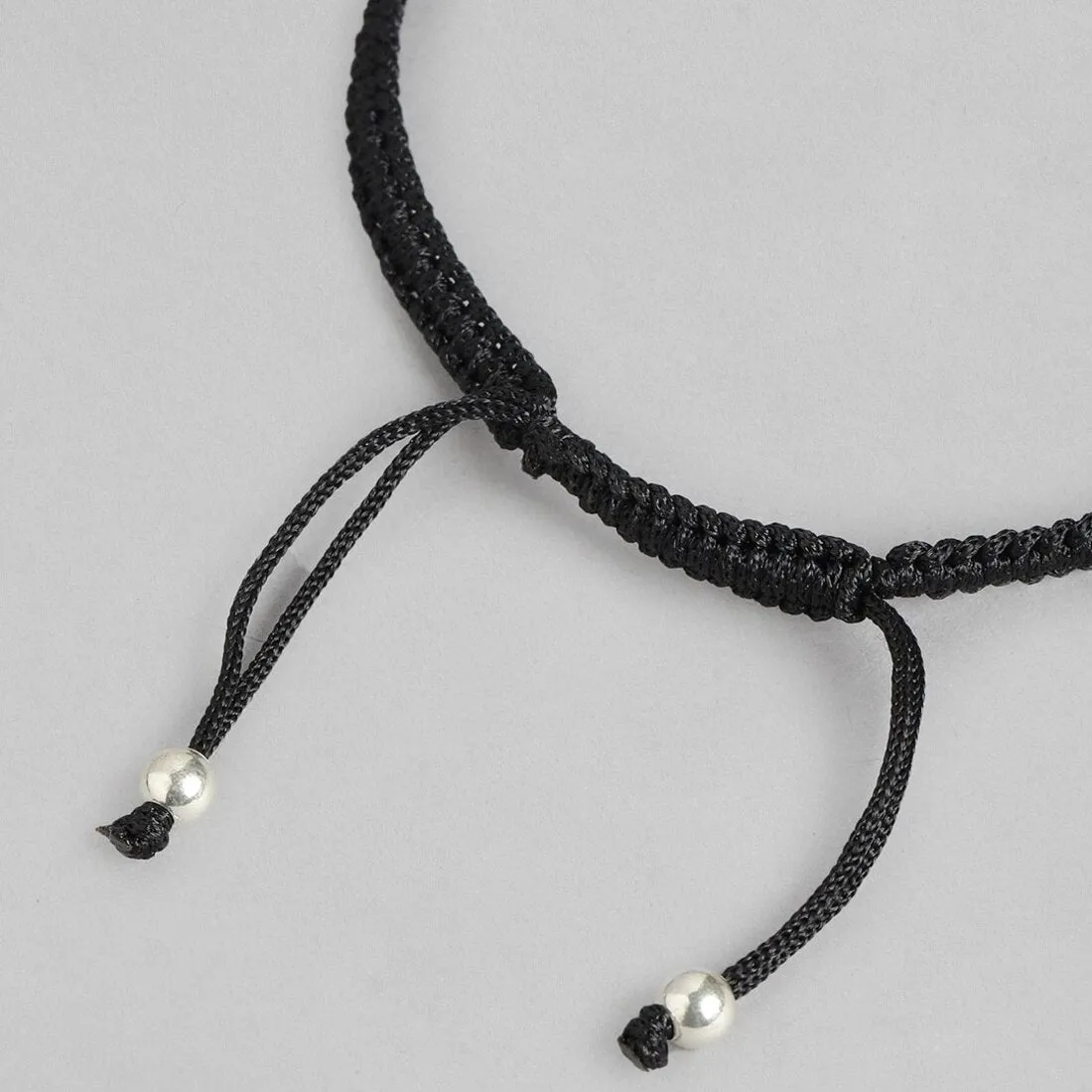 Classic Rhodium Plated Beaded 925 Sterling Silver Anklet
