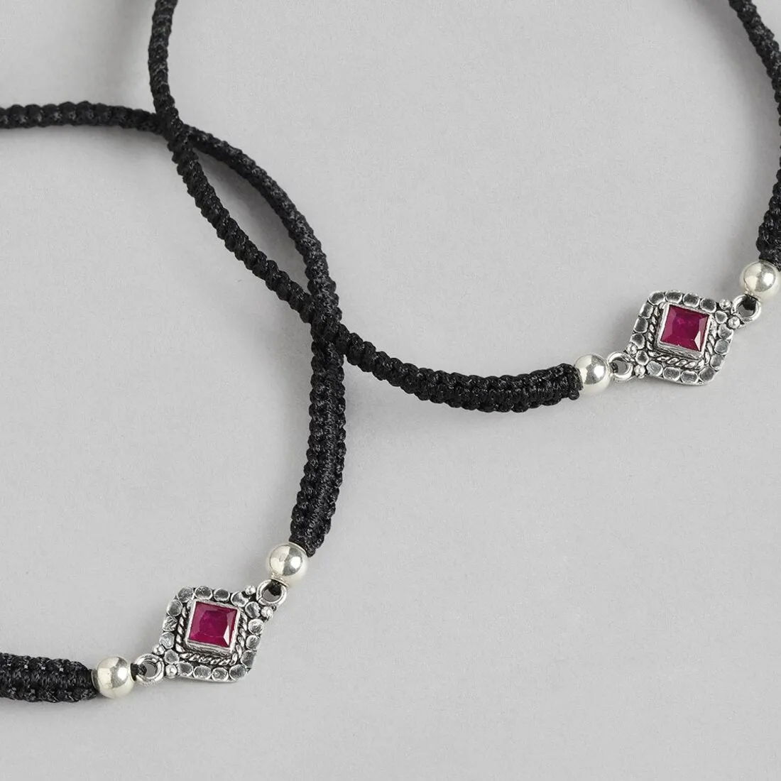 Classic Rhodium Plated Beaded 925 Sterling Silver Anklet