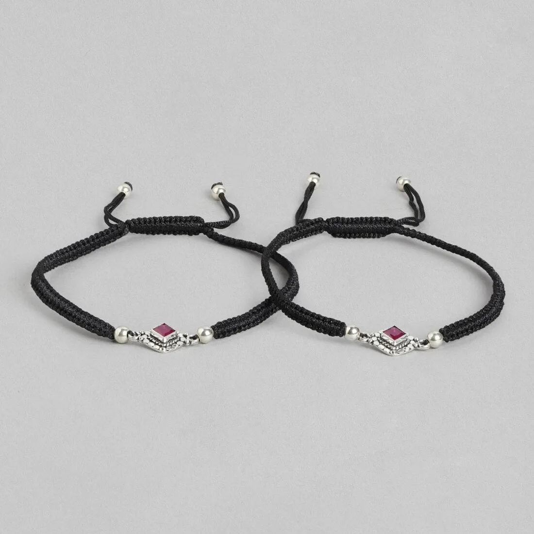 Classic Rhodium Plated Beaded 925 Sterling Silver Anklet