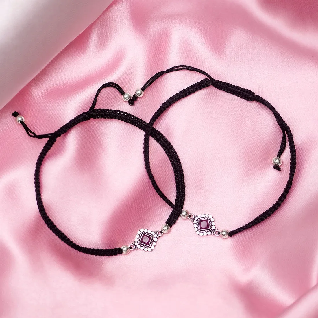 Classic Rhodium Plated Beaded 925 Sterling Silver Anklet