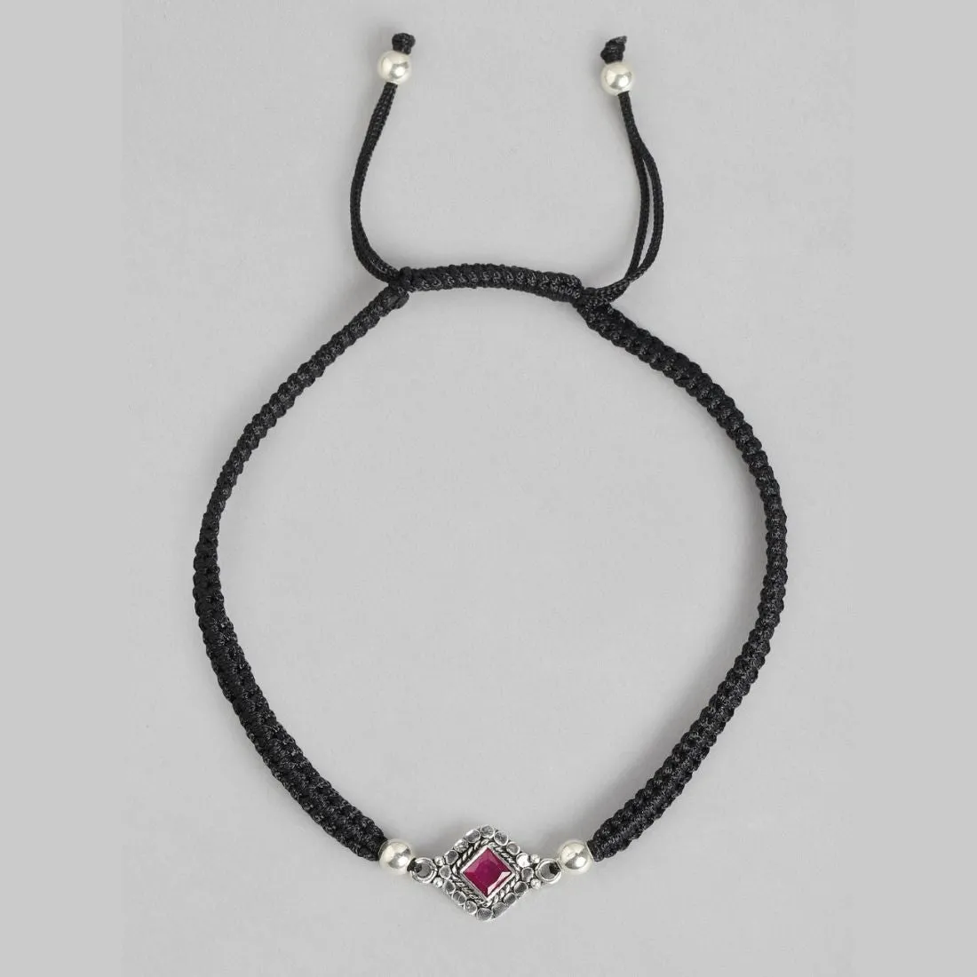 Classic Rhodium Plated Beaded 925 Sterling Silver Anklet