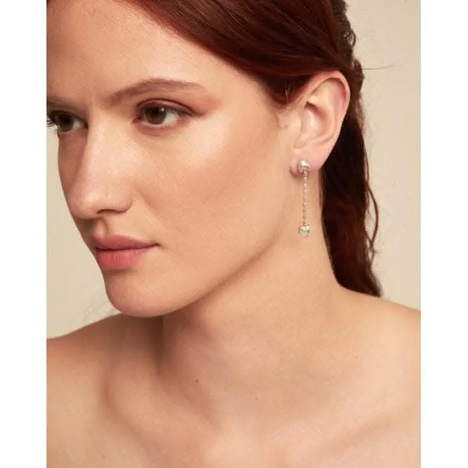 Cupido Silver Plated Hanging Chain Small Hearts Earrings PEN0935MTL0000U Unode50 Jewelry And Accessories