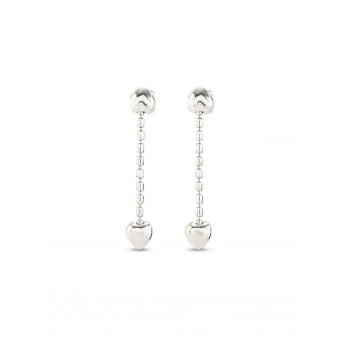 Cupido Silver Plated Hanging Chain Small Hearts Earrings PEN0935MTL0000U Unode50 Jewelry And Accessories