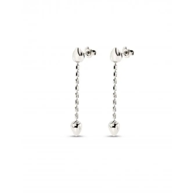 Cupido Silver Plated Hanging Chain Small Hearts Earrings PEN0935MTL0000U Unode50 Jewelry And Accessories