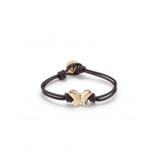 Double Strand Leather 18K Gold Plated Voltare Bracelet PUL2389MARORO0M Unode50 Jewelry And Accessories