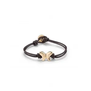 Double Strand Leather 18K Gold Plated Voltare Bracelet PUL2389MARORO0M Unode50 Jewelry And Accessories