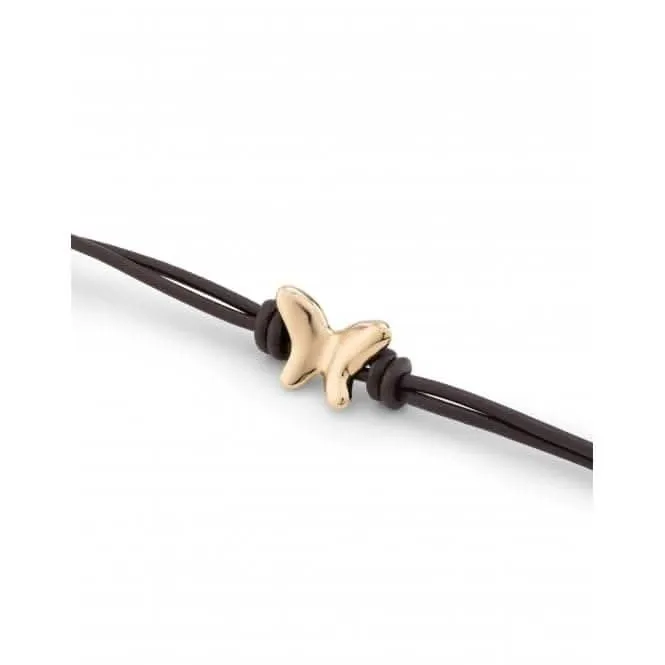 Double Strand Leather 18K Gold Plated Voltare Bracelet PUL2389MARORO0M Unode50 Jewelry And Accessories