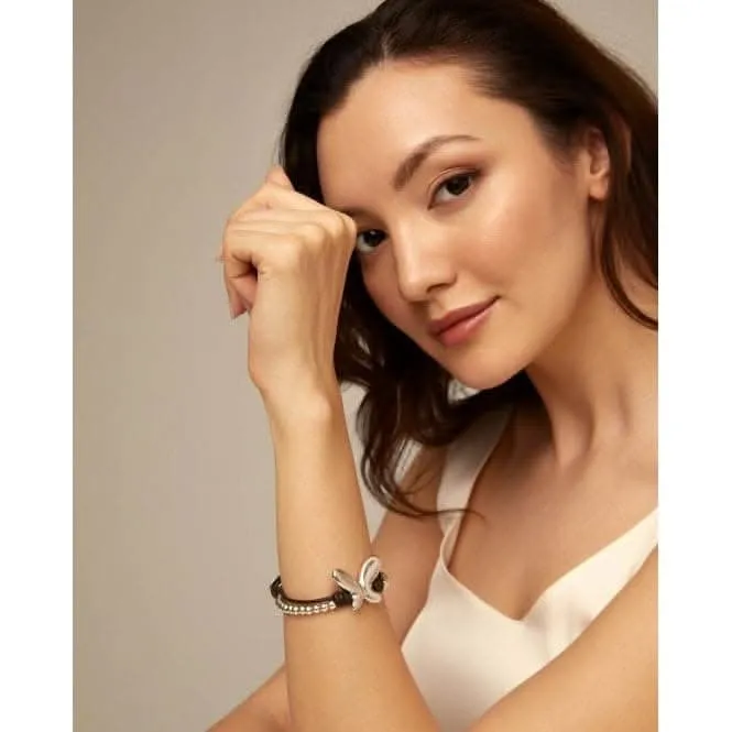 Double Strand Leather Minifly Bracelet PUL2380MARMTL0M Unode50 Jewelry And Accessories