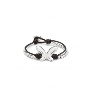 Double Strand Leather Minifly Bracelet PUL2380MARMTL0M Unode50 Jewelry And Accessories