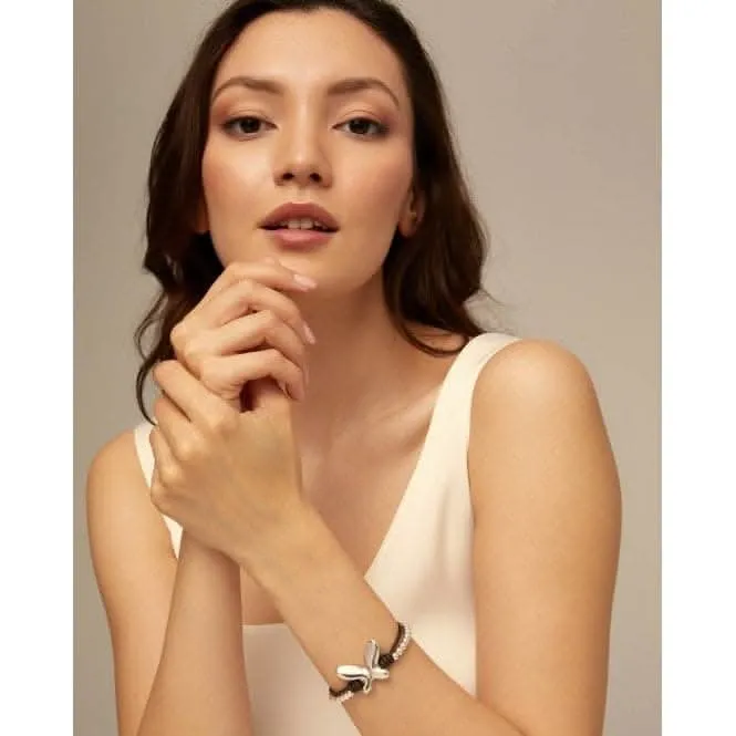 Double Strand Leather Minifly Bracelet PUL2380MARMTL0M Unode50 Jewelry And Accessories