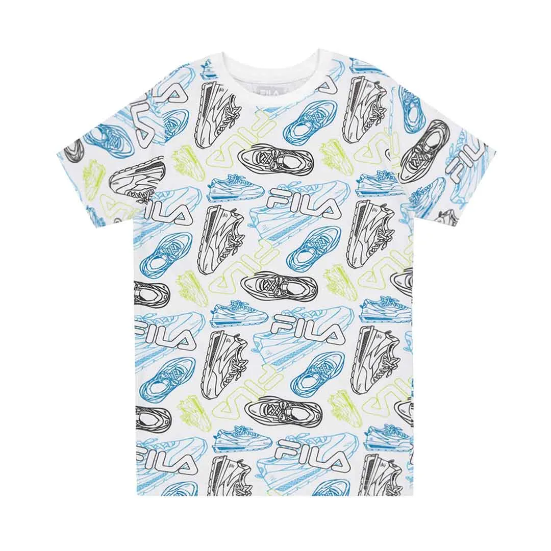 FILA - Kids' (Junior) Printed Logo AOP T-Shirt (82FB95 WHT)