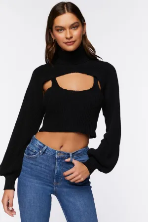 Forever 21 Knit Women's Turtleneck Combo Sweater Black Forever 21