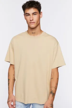 Forever 21 Men's High-Low Crew T-Shirt Taupe Forever 21