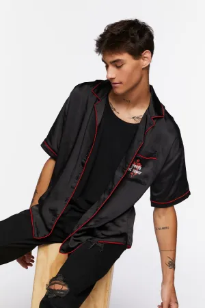 Forever 21 Men's Youth of Today Graphic Satin Shirt Black/Red Forever 21