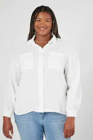 Forever 21 Plus Women's Drop-Sleeve Shirt White Forever 21