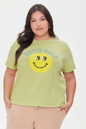 Forever 21 Plus Women's Happy Daze Graphic T-Shirt Green/Multi Forever 21