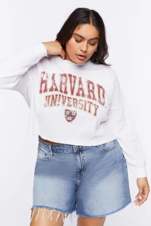 Forever 21 Plus Women's Harvard Long-Sleeve Thermal T-Shirt White/Red Forever 21