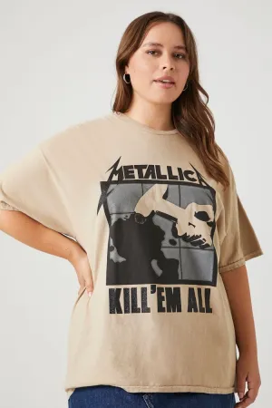 Forever 21 Plus Women's Metallic Graphic T-Shirt Tan/Multi Forever 21