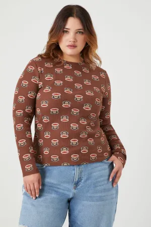 Forever 21 Plus Women's Paul Frank Thermal T-Shirt Brown/Multi Forever 21