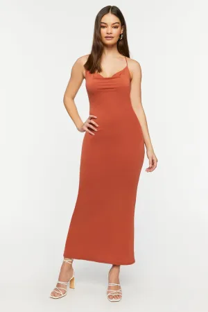 Forever 21 Women's Cowl Neck Crisscross Maxi Long Dress Clay Forever 21