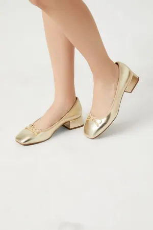 Forever 21 Women's Faux Leather/Pleather Ballet Flats Gold Forever 21