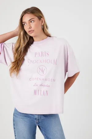 Forever 21 Women's Global Cities Graphic T-Shirt Lavender/Multi Forever 21