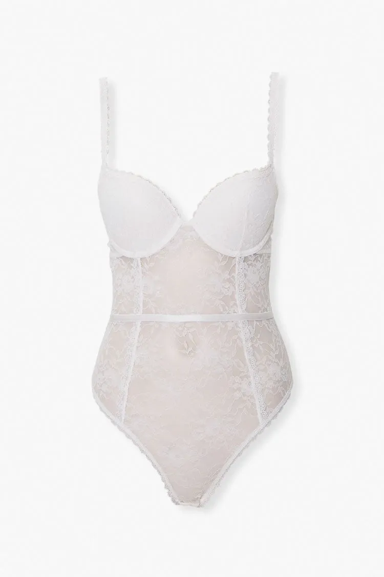 Forever 21 Women's Lace Cutout Bodysuit Ivory Forever 21
