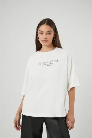 Forever 21 Women's Manhattan Graphic Oversized T-Shirt White/Black Forever 21