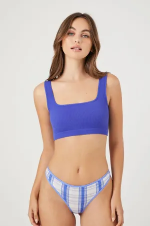 Forever 21 Women's Plaid Thong Panties Blue/Multi Forever 21