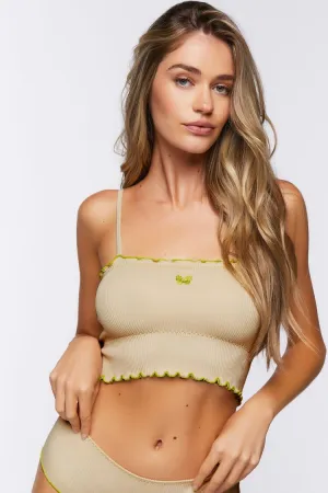 Forever 21 Women's Seamless Butterfly Bralette Sand/Herbal Green Forever 21