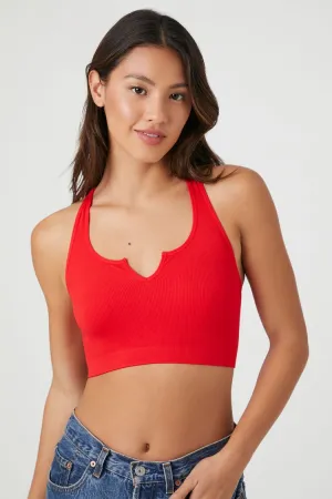 Forever 21 Women's Seamless Notched Racerback Bralette Fiery Red Forever 21