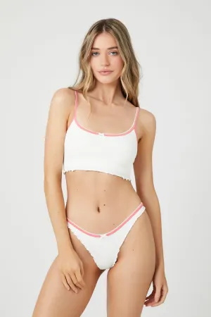 Forever 21 Women's Seamless Ribbed Thong Panties White/Peachy Cheeks Forever 21