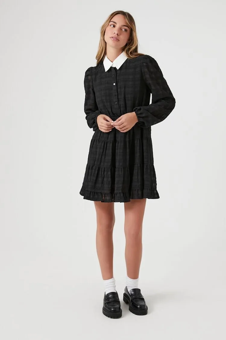 Forever 21 Women's Striped Long-Sleeve Shirt Dress Black/White Forever 21
