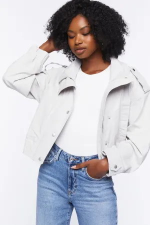 Forever 21 Women's Twill Bomber Jacket Ash Brown Forever 21