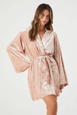 Forever 21 Women's Velvet Tie-Waist Pajama Robe Mauve Forever 21