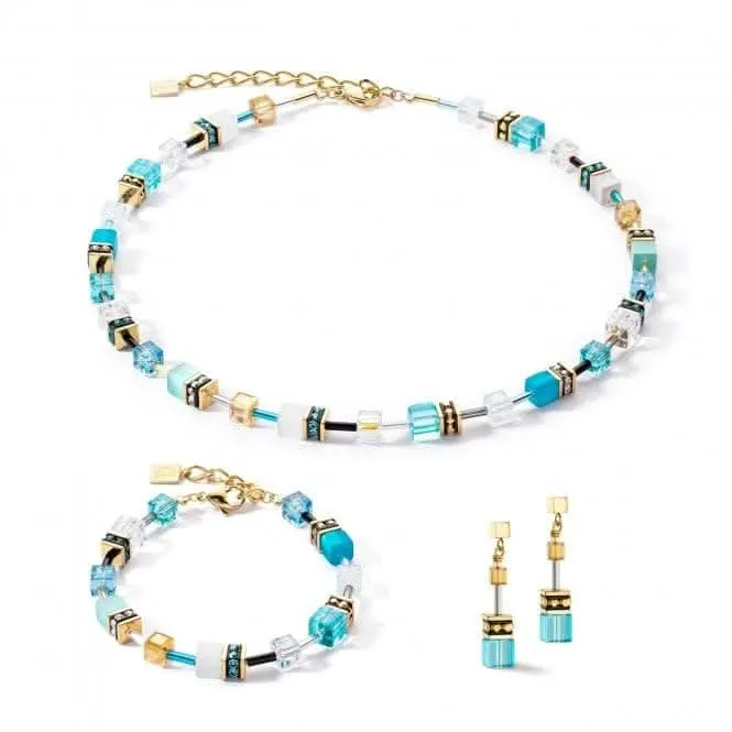 GeoCUBE® Iconic Turquoise-Gold Earrings 2838/21-0616 Coeur De Lion Jewellery