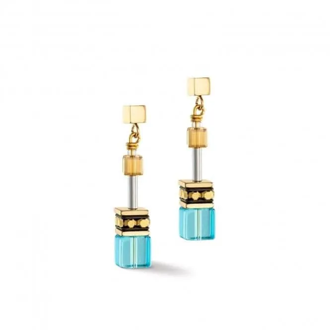 GeoCUBE® Iconic Turquoise-Gold Earrings 2838/21-0616 Coeur De Lion Jewellery