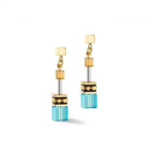 GeoCUBE® Iconic Turquoise-Gold Earrings 2838/21-0616 Coeur De Lion Jewellery