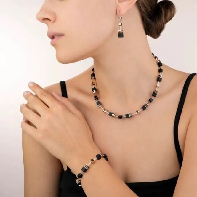 GeoCUBE® Onyx Black-Rose Gold Necklace 4018/10-1300 Coeur De Lion Jewellery