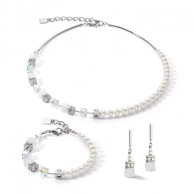 GeoCUBE® Precious Fusion Pearls White Necklace 5086/10-1400 Coeur De Lion Jewellery
