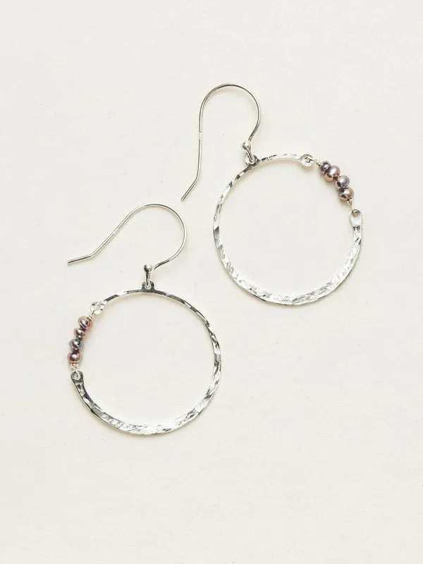 Holly Yashi Phoebe Pearl Hoop Earrings - Peacock/Silver