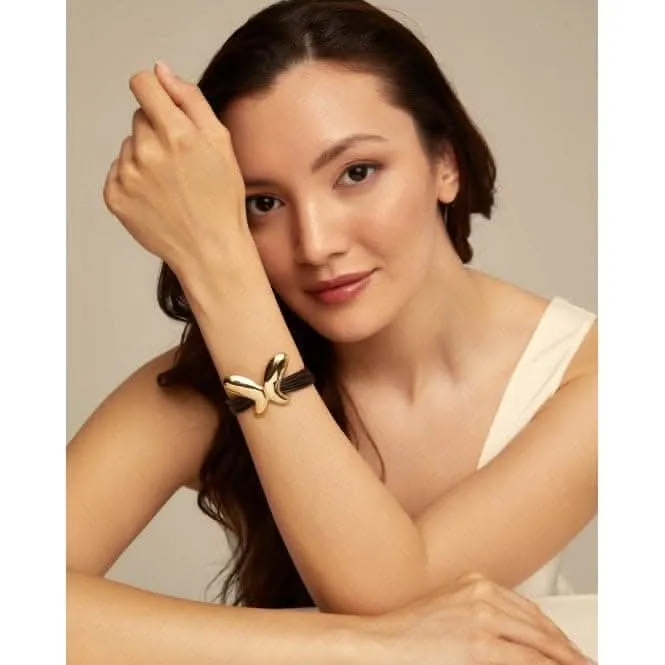 Leather Straps 18K Gold Plated Butterfly Effect Bracelet PUL2377MARORO0M Unode50 Jewelry And Accessories